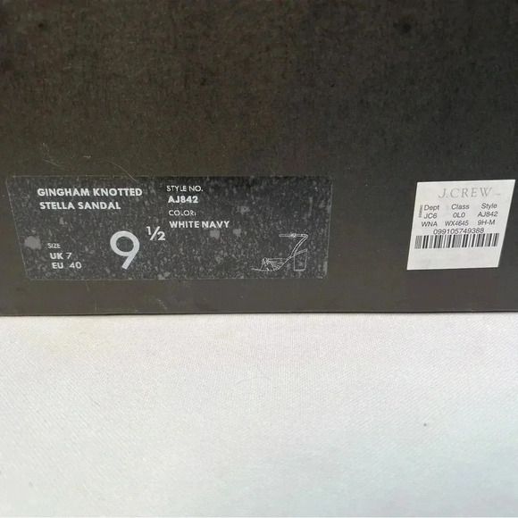 J.Crew Collection Gingham Knotted Stella Sandals w/Glitter Heel Sz 9.5 NIB - Picture 4 of 11